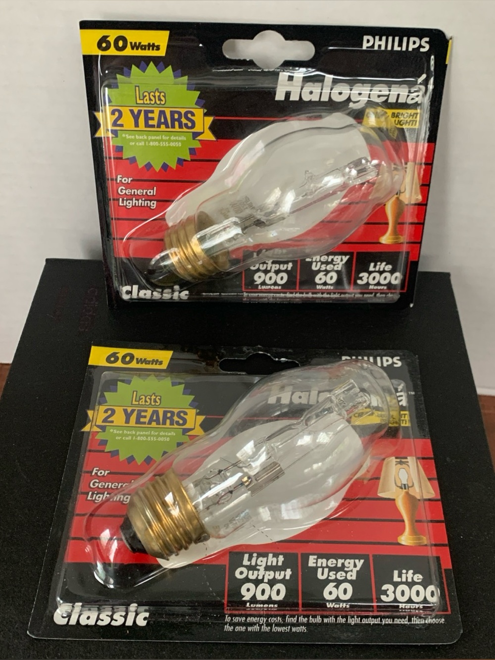 Philips Halogen 60 Watt Lightbulbs Classic BC60BT15/HAL/CL 120V NEW Set of 2